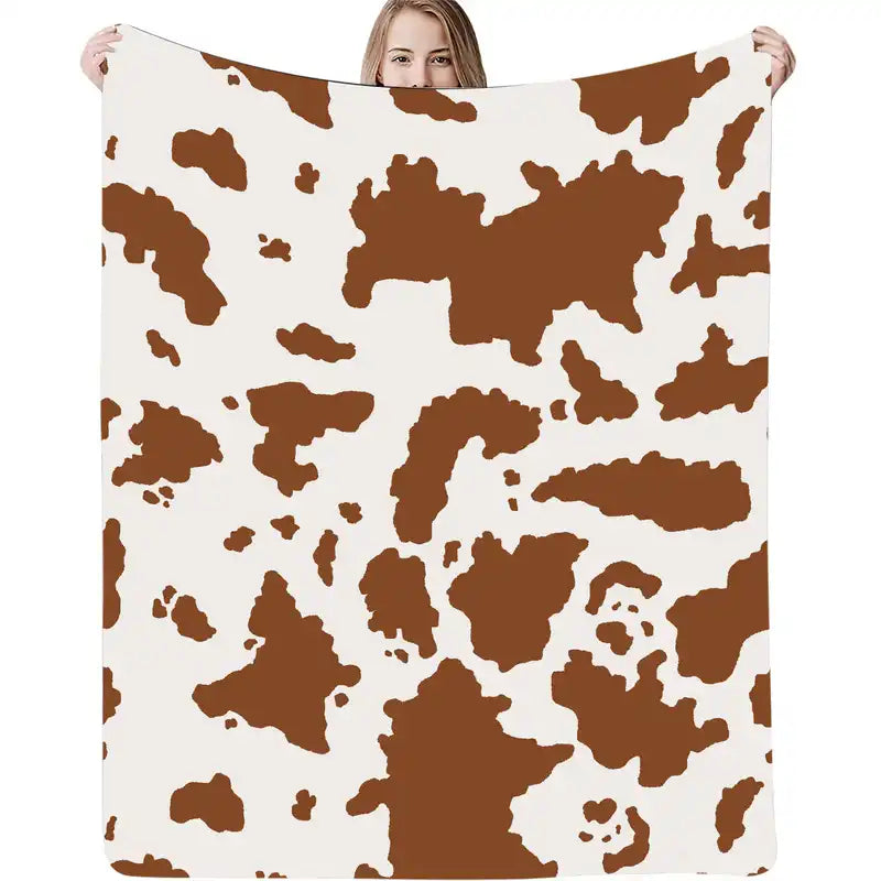 Brown Cow Pattern Soft Flannel Throw Blanket (1pc)