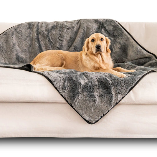 PAW BRANDS Waterproof Dog Blanket - Premium Cool Comfort Pet Blanket - 60in x 50in Machine Washable Throw Blankets for Large Dogs and Pets Faux Fur Pet Couch Protector for Giant Dog