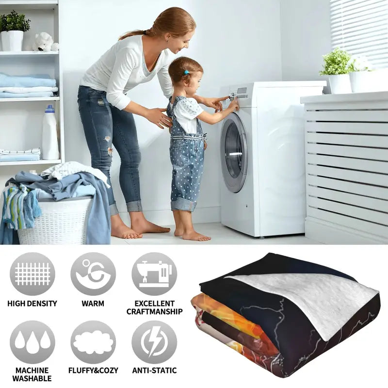 Super Soft Velvet Plush Throw Blanket with 3D Baseball Print
