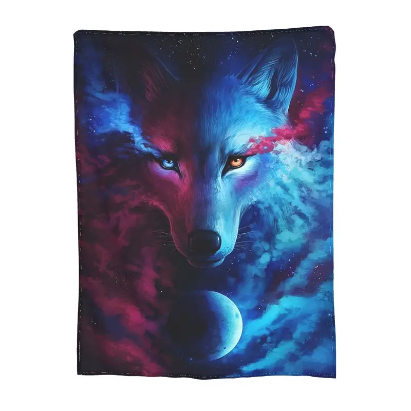 Celestial Wolf Pattern Micro Fleece Throw Blanket (1pc)