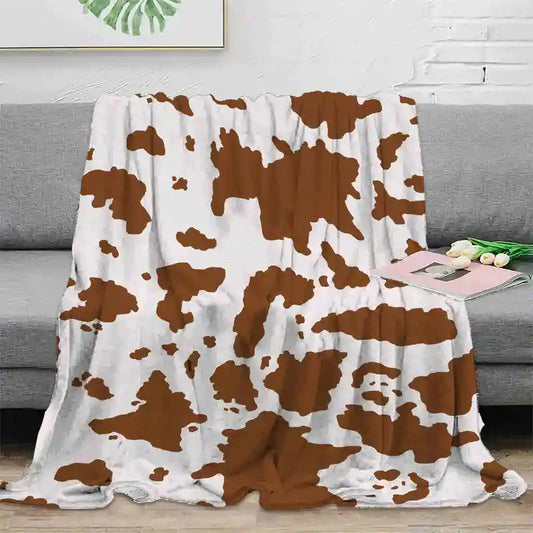 Brown Cow Pattern Soft Flannel Throw Blanket (1pc)