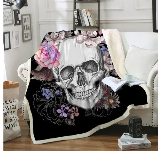 Skull Print Fleece Throw Blanket for Relaxing