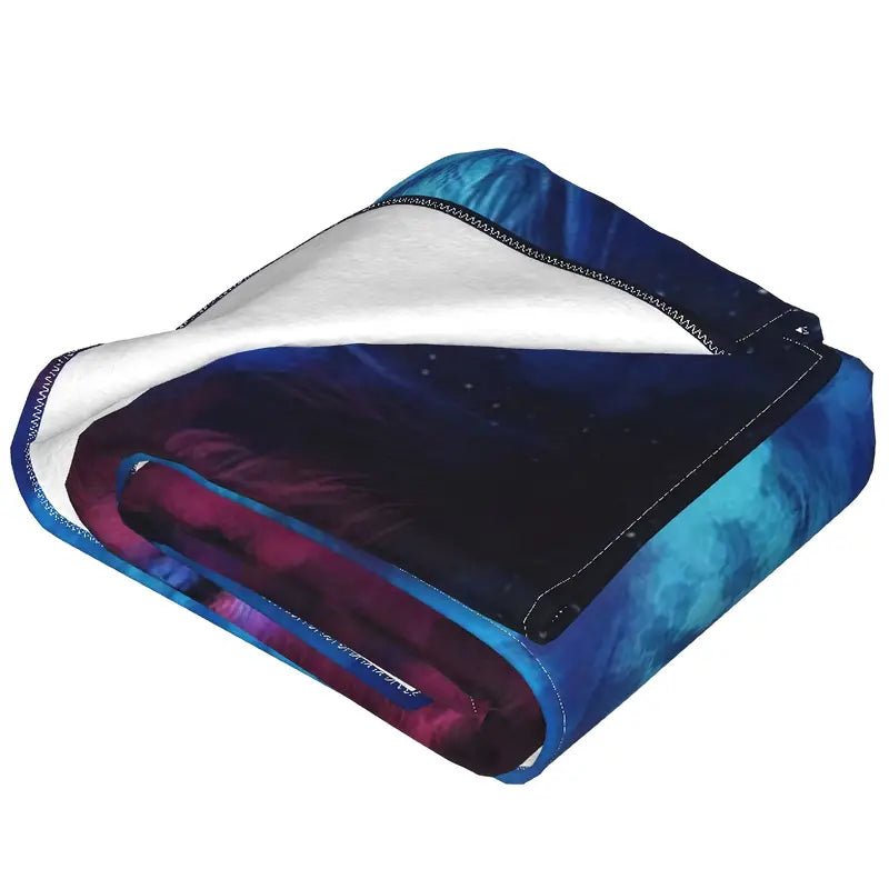 Celestial Wolf Pattern Micro Fleece Throw Blanket (1pc)