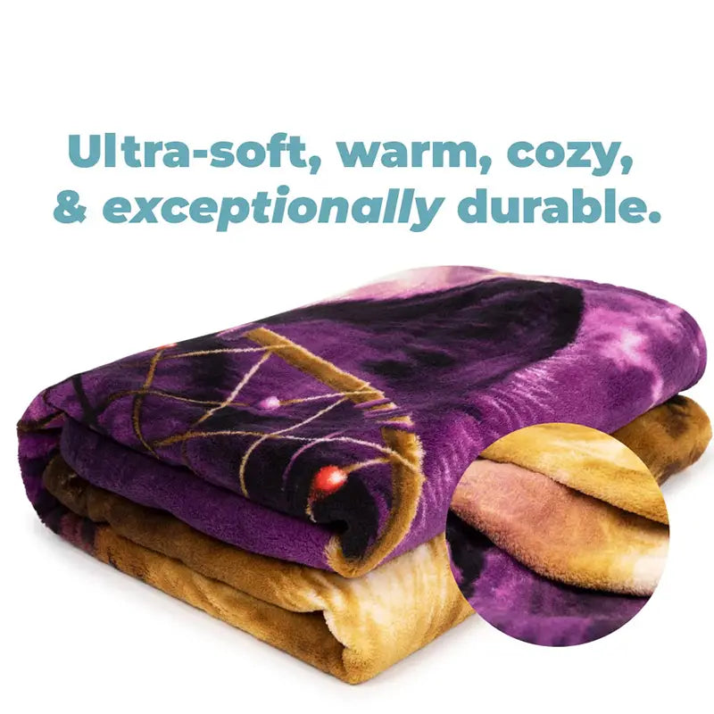 Wolf Fleece Throw Blanket with Dreamcatcher Pattern