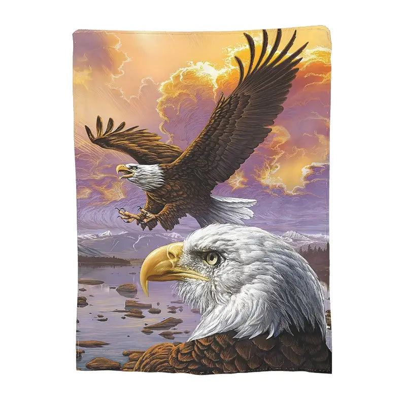 Eagle Pattern Lightweight Fleece Throw Blanket for Comfort