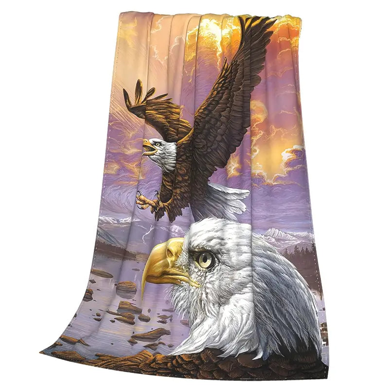 Eagle Pattern Lightweight Fleece Throw Blanket for Comfort