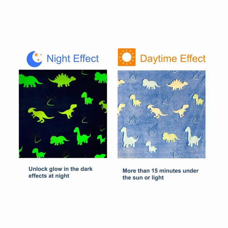 Dinosaur-Patterned Glow-in-the-Dark Throw Blanket