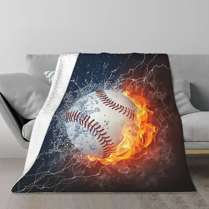 Super Soft Velvet Plush Throw Blanket with 3D Baseball Print