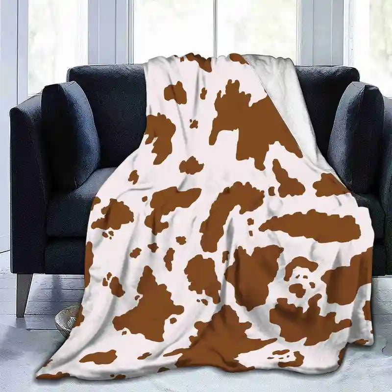 Brown Cow Pattern Soft Flannel Throw Blanket (1pc)