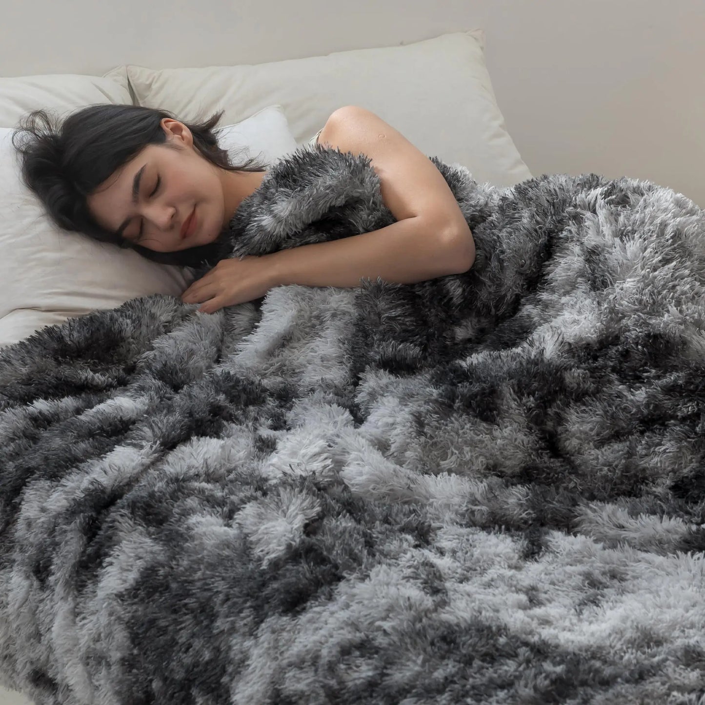 COOVA Ultra Soft Faux Fur Throw Blanket – Fuzzy Fluffy Cozy Microfiber Blankets Warm Thick Plush Sherpa Fleece Throw Blanket for CouchBedSofaIdeal Gift for Women.(Tie Dye Grey 50"x60")