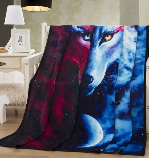 Celestial Wolf Pattern Micro Fleece Throw Blanket (1pc)